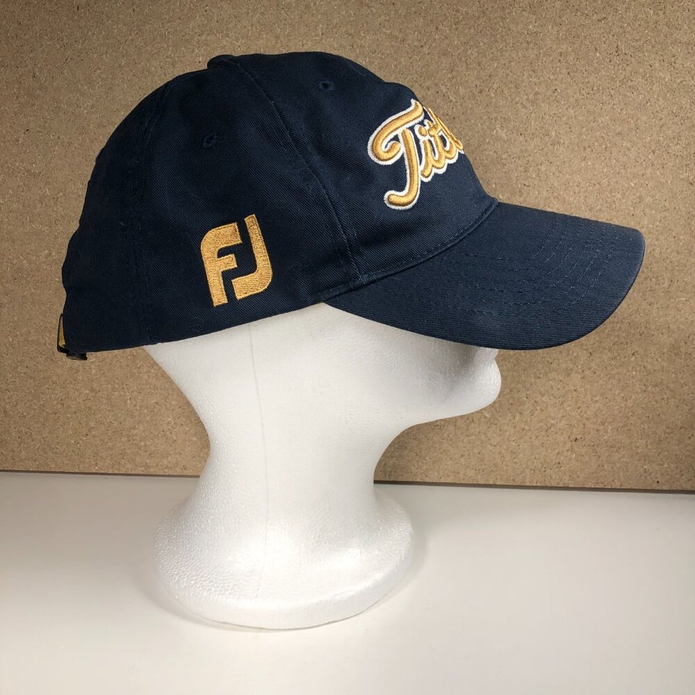 Titleist FJ Pro V1 Adjustable Hat Blue Gold Golf Strapback Cap OSFM WVU - Picture 3 of 10
